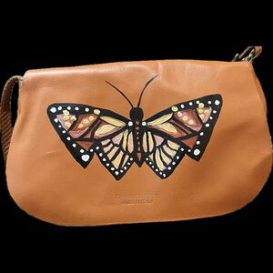 Brown Leather Butterfly Crossbody Bag